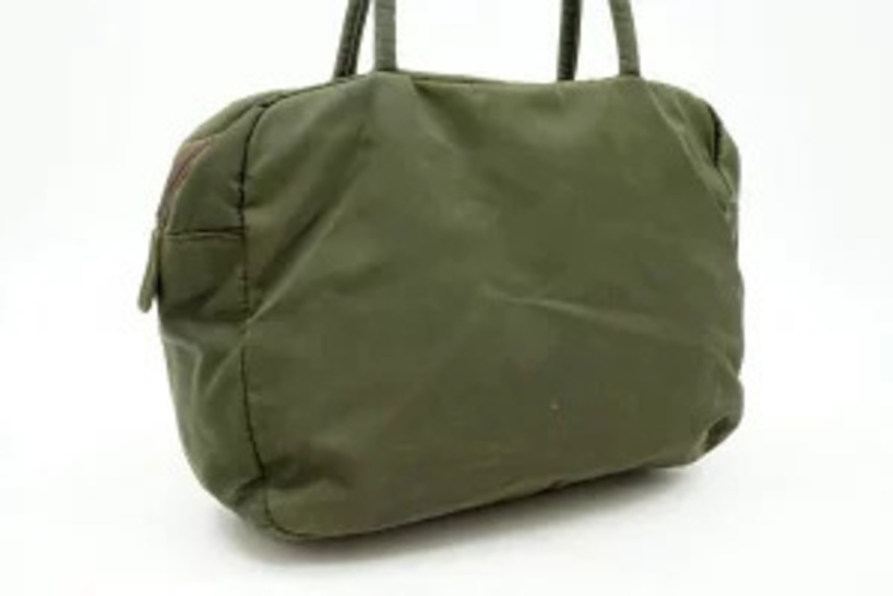 Prada Tote Triangle Plate Tessuto Khaki Green - Picture 3 of 9